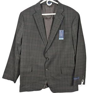 Stafford Sport Coat Blazer Mens 48 Regular Plaid Classic Fit Stretch Preppy
